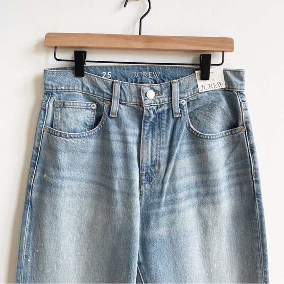 J. Crew Slouchy-straight Jeans with Paint Splatter in Ice Blue Wash Size 25 - Picture 7 of 10